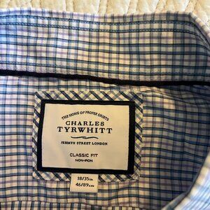 CHARLES TYRWHITT SZ 18 - 35 LONG SLEEVE NON-IRON DRESS SHIRT